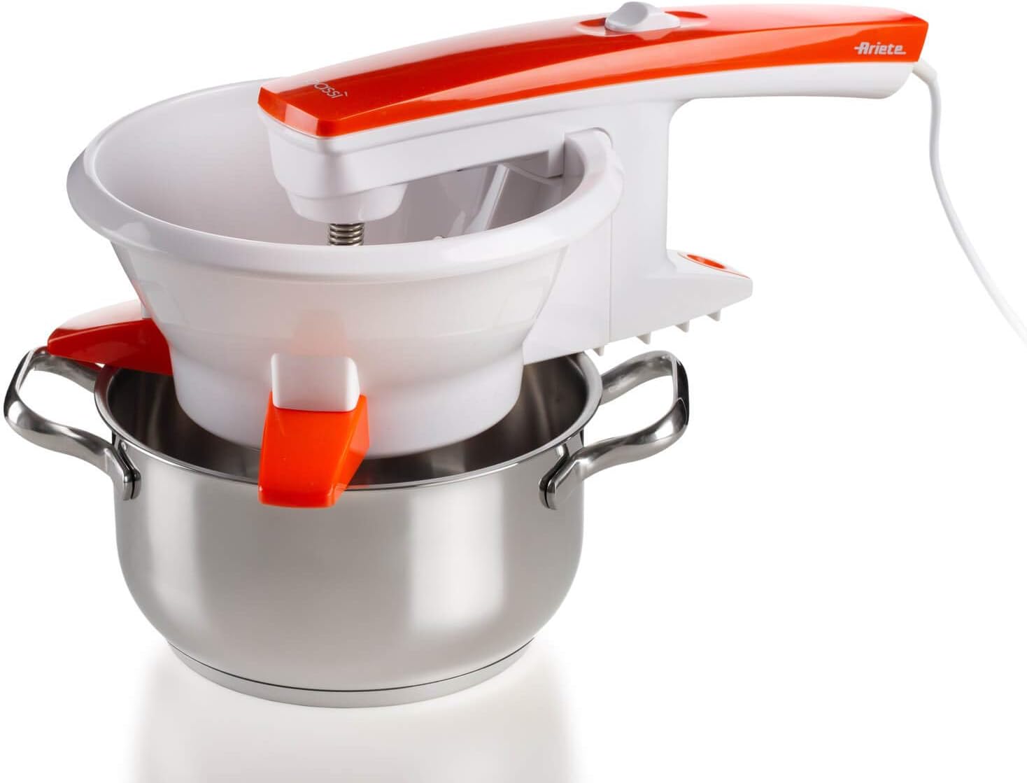 پوره‌ ساز برقی نارنجی آریته ایتالیا Ariete مدل Passì 261 | سبک و کم‌مصرف | با سه تیغه استیل برای پوره یکدست